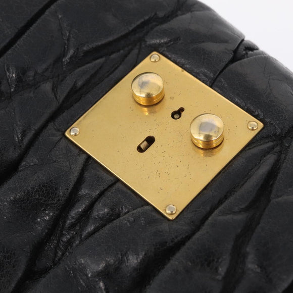 Miu Miu Hand Bag Leather Black Gold Tone Auth mr3040A