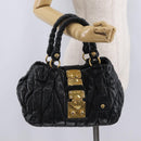 Miu Miu Hand Bag Leather Black Gold Tone Auth mr3040A-27
