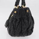 Miu Miu Hand Bag Leather Black Gold Tone Auth mr3040A-3