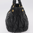 Miu Miu Hand Bag Leather Black Gold Tone Auth mr3040A-4