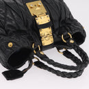Miu Miu Hand Bag Leather Black Gold Tone Auth mr3040A-6