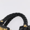 Miu Miu Hand Bag Leather Black Gold Tone Auth mr3040A-8