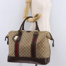 GUCCI GG Canvas Web Sherry Line Boston Bag Beige Gold Tone Auth mr3043-21
