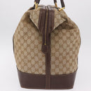 GUCCI GG Canvas Web Sherry Line Boston Bag Beige Gold Tone Auth mr3043-4