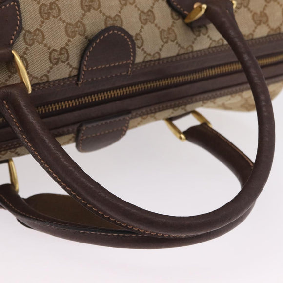 GUCCI GG Canvas Web Sherry Line Boston Bag Beige Gold Tone Auth mr3043