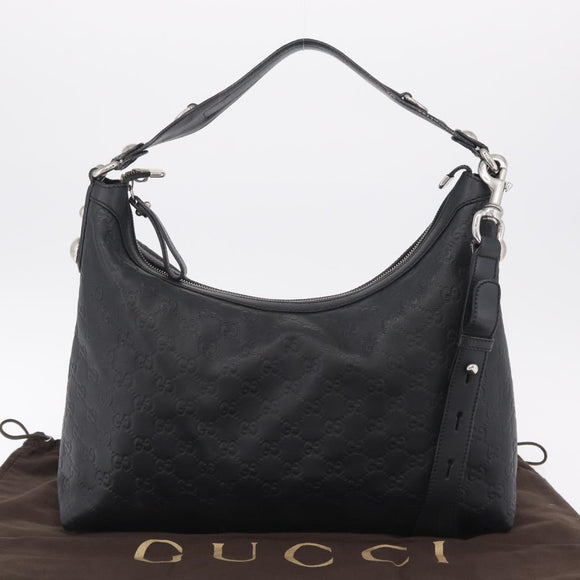GUCCI GuccissimaGG Shoulder Bag Leather 2way Black Silver 232961 Auth mr3044A