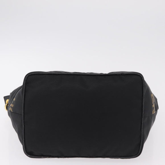 FENDI Shoulder Bag Canvas Black Gold Tone Auth mr3048A