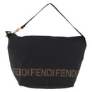 FENDI Shoulder Bag Canvas Black Gold Tone Auth mr3048A-13