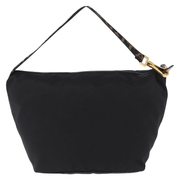 FENDI Shoulder Bag Canvas Black Gold Tone Auth mr3048A