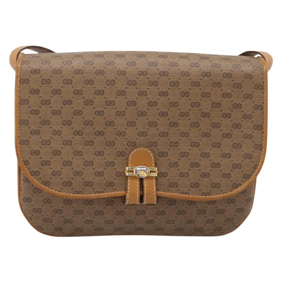 GUCCI Micro GG Shoulder Bag PVC Beige Gold Tone 001 406 1780 Auth mr3049