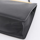 CELINE Soft Clasp Medium Shoulder Bag Leather Black Gold Tone Auth mr3051SM-9