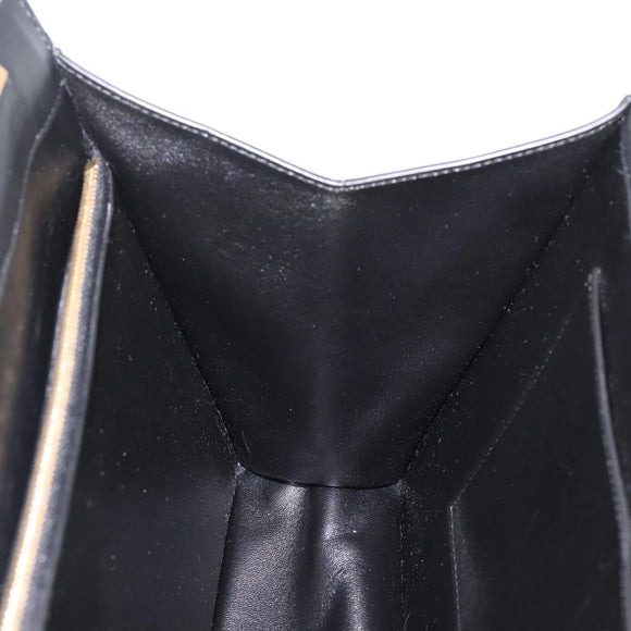 CELINE Soft Clasp Medium Shoulder Bag Leather Black Gold Tone Auth mr3051SM