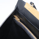 CELINE Soft Clasp Medium Shoulder Bag Leather Black Gold Tone Auth mr3051SM-20