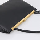 CELINE Soft Clasp Medium Shoulder Bag Leather Black Gold Tone Auth mr3051SM-6