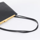 CELINE Soft Clasp Medium Shoulder Bag Leather Black Gold Tone Auth mr3051SM-7