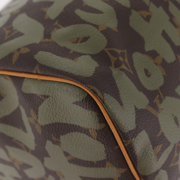LOUIS VUITTON Monogram Graffiti Speedy 30 Hand Bag Khaki M92194 LV Auth mr3054SAV