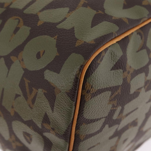 LOUIS VUITTON Monogram Graffiti Speedy 30 Hand Bag Khaki M92194 LV Auth mr3054SAV