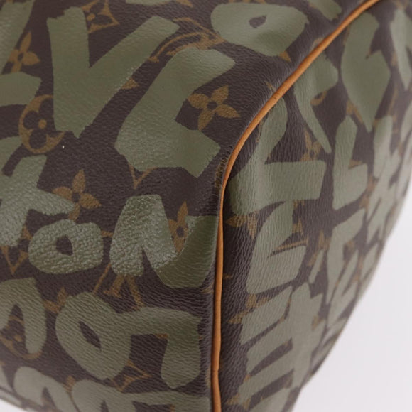 LOUIS VUITTON Monogram Graffiti Speedy 30 Hand Bag Khaki M92194 LV Auth mr3054SAV