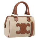CELINE Hand Bag Canvas 2way Beige Gold Tone Auth mr3055V-1