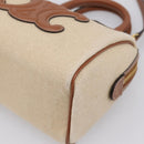 CELINE Hand Bag Canvas 2way Beige Gold Tone Auth mr3055V-14