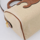 CELINE Hand Bag Canvas 2way Beige Gold Tone Auth mr3055V-15