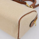 CELINE Hand Bag Canvas 2way Beige Gold Tone Auth mr3055V-16