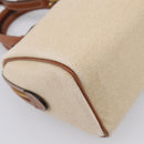CELINE Hand Bag Canvas 2way Beige Gold Tone Auth mr3055V-17
