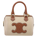 CELINE Hand Bag Canvas 2way Beige Gold Tone Auth mr3055V-13