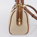 CELINE Hand Bag Canvas 2way Beige Gold Tone Auth mr3055V-3