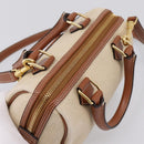 CELINE Hand Bag Canvas 2way Beige Gold Tone Auth mr3055V-6