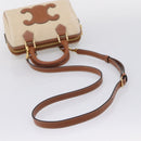 CELINE Hand Bag Canvas 2way Beige Gold Tone Auth mr3055V-9