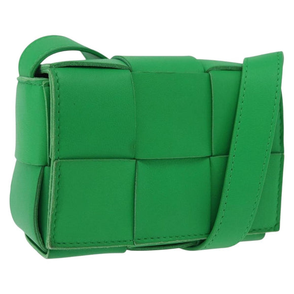 BOTTEGA VENETA MAXI INTRECCIATO Candy Cassette Bag Leather Green Auth mr3056A