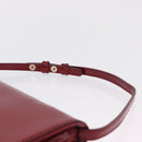 CELINE Triomphe Shoulder Bag Leather Red Gold Tone Auth mr3059A-10