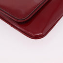 CELINE Triomphe Shoulder Bag Leather Red Gold Tone Auth mr3059A-12