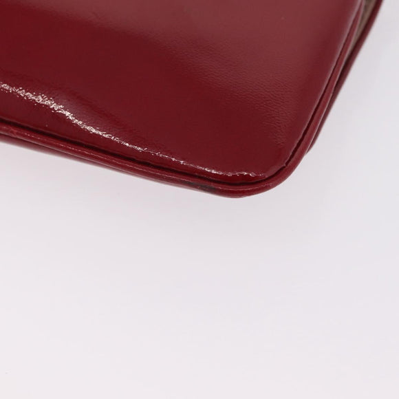 CELINE Triomphe Shoulder Bag Leather Red Gold Tone Auth mr3059A