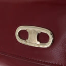 CELINE Triomphe Shoulder Bag Leather Red Gold Tone Auth mr3059A-18