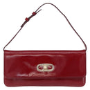 CELINE Triomphe Shoulder Bag Leather Red Gold Tone Auth mr3059A-2