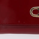 CELINE Triomphe Shoulder Bag Leather Red Gold Tone Auth mr3059A-3