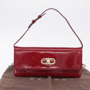 CELINE Triomphe Shoulder Bag Leather Red Gold Tone Auth mr3059A-30