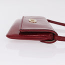 CELINE Triomphe Shoulder Bag Leather Red Gold Tone Auth mr3059A-6