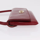 CELINE Triomphe Shoulder Bag Leather Red Gold Tone Auth mr3059A-7