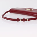 CELINE Triomphe Shoulder Bag Leather Red Gold Tone Auth mr3059A-9