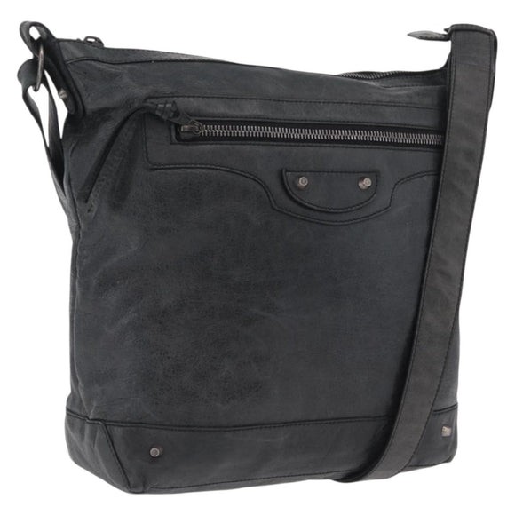 Balenciaga The Day Shoulder Bag Leather Black 223409 Auth mr3063A