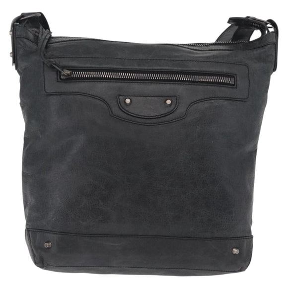 Balenciaga The Day Shoulder Bag Leather Black 223409 Auth mr3063A