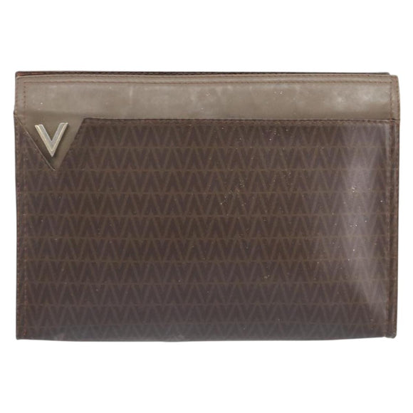 Valentino Clutch Bag Shoulder Bag PVC Leather 2 Set Black Brown Auth mr3065