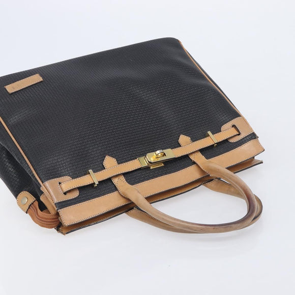Bally Shoulder Bag Hand Bag Canvas PVC 2 Set Black Brown Auth mr3066