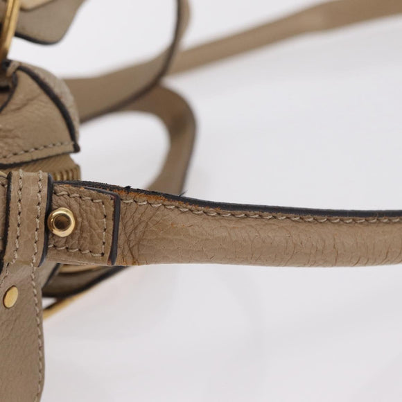Chloe Paraty Hand Bag Leather Beige Gold Tone Auth mr3069