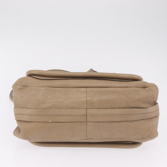 Chloe Paraty Hand Bag Leather Beige Gold Tone Auth mr3069