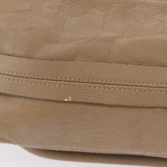 Chloe Paraty Hand Bag Leather Beige Gold Tone Auth mr3069