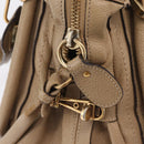 Chloe Paraty Hand Bag Leather Beige Gold Tone Auth mr3069-19
